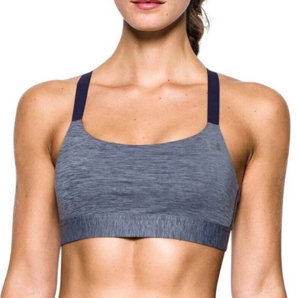 Under Armour Women’s‎ S Gray/Blk Pattern Eclipse StudioLux Mid-Impact Sports Bra - Picture 1 of 11